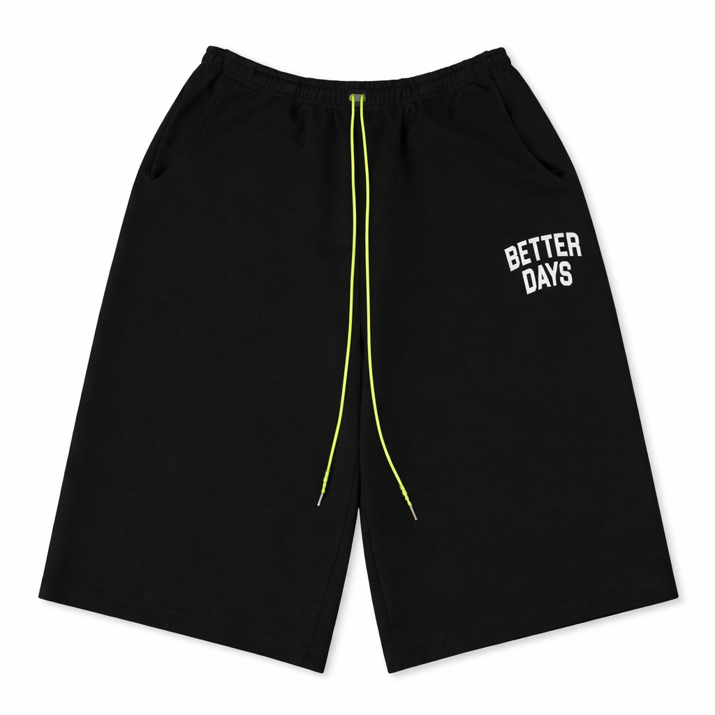 YARD/ SHORTS/ POLY/ BLACK•LARGE Black 3/4 Shorts – Better Days LA